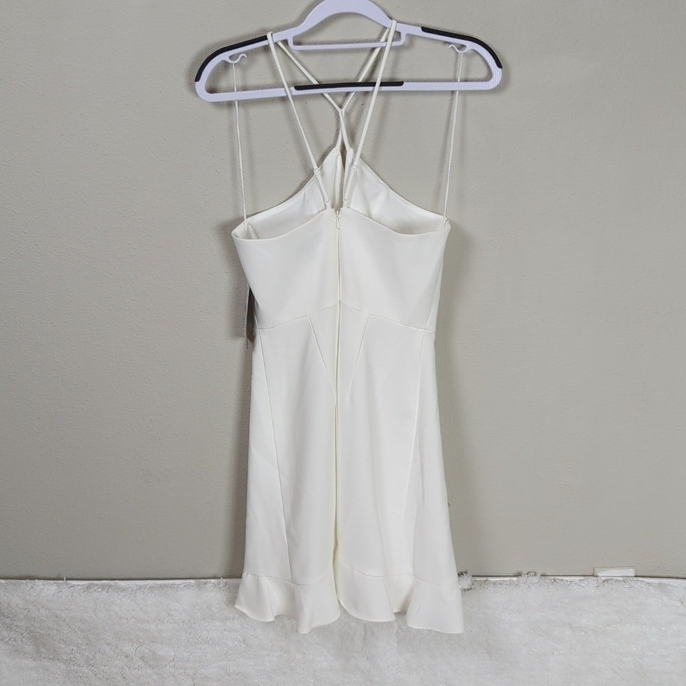 Aidan Mattox Halter A-Line Dress Womens 2 Bone White Ruffle Dress Dazzle 8 - Picture 12 of 16